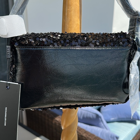 NICOLE MILLER BLACK SEQUIN BAG NWT - Picture 7 of 8